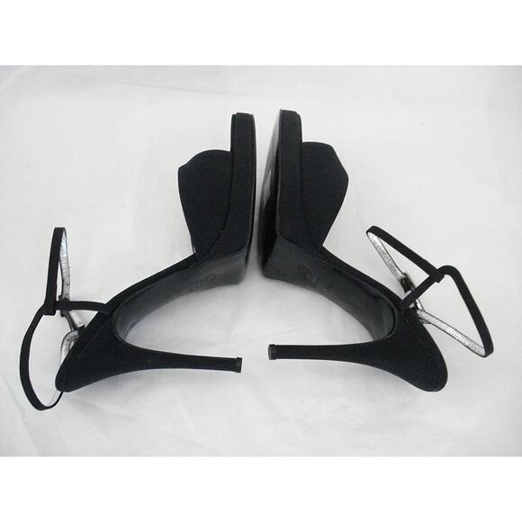 DOLCE & GABBANA EU 39.5 US 9 BLACK SILVER STILETTO PLATFORM STRAPPY SANDAL SHOE - Picture 8 of 11